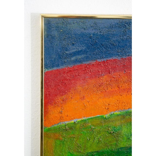 Textile Mid Century Modern Oil Painting George Constant Art Rainbow Original Signed MCM For Sale - Image 7 of 12