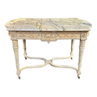 19th Century Louis XVI Carved and Bleached Center Table For Sale