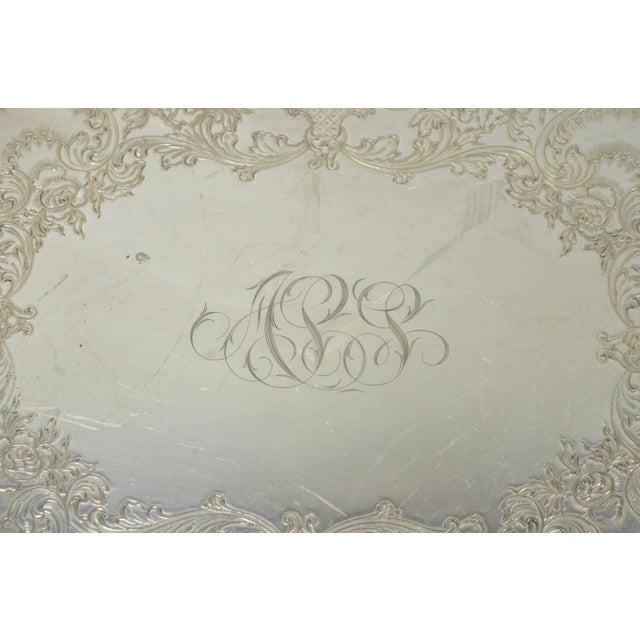 Vintage English Victorian Egw&s Silver Plated Oval Serving Platter Tray W/ Mono For Sale - Image 4 of 14