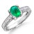 Contemporary 14 Karat White Gold Cabochon Colombian Emerald Princess Diamond 2.10 Carat Milgrain Engraved Ring Size 4.5 For Sale - Image 3 of 9