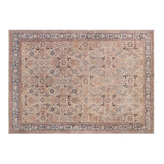 Neutral Beige Soft Blues and Pinks 1920s Persian Malayer Rug For Sale