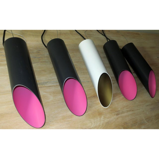 Mid-Century Modern Cylindrical Bar Pendant Lights, 1970s, Set of 5 For Sale - Image 3 of 7