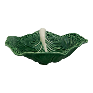 Bordallo Pinheiro Cabbage Leaf Platter 14" Crooked, Green