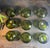 1960s Vintage Mid-Century Modern Indiana Glass Kings Crown Thumbprint Avocado Green Coffee / Punch Cups Set of 9 For Sale - Image 5 of 5