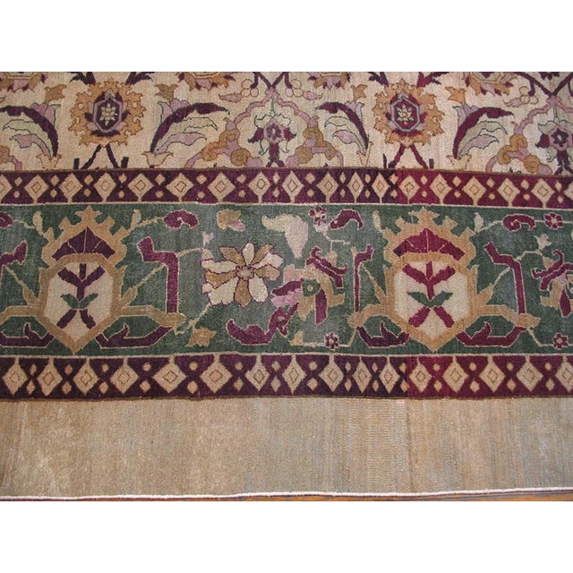 1890s Tan Sand Antique Herati N. Indian Amritsar Rug 10'10" X 17'10" Handknotted Wool Carpet For Sale In New York - Image 6 of 8