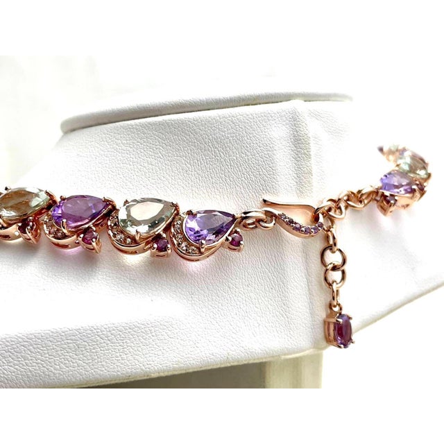 Contemporary Bochic “Capri” Ruby Sapphire Amethyst Aquamarine & Peridot Necklace & Earrings - 3 Pieces For Sale - Image 3 of 12