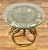 This is a spectacular little side table. The base is cast in the shape of a flower with three leaves. A 5/16 thick, full...