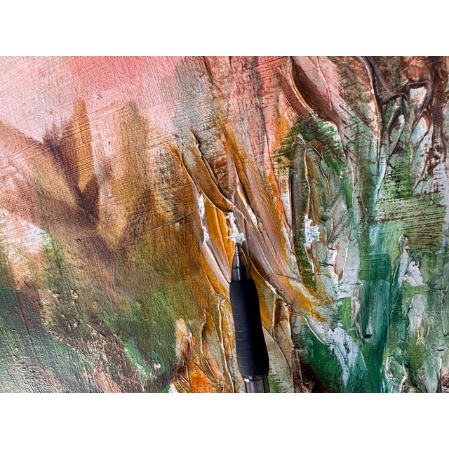 1970s Vintage Impressionist Abstract Landscape Oil Painting For Sale - Image 10 of 12