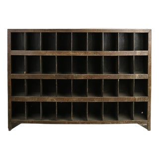 Wooden Shelving with 36 Storage Compartments For Sale