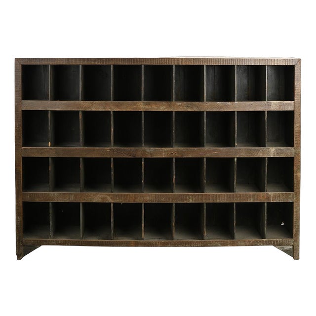 Wooden Shelving with 36 Storage Compartments For Sale