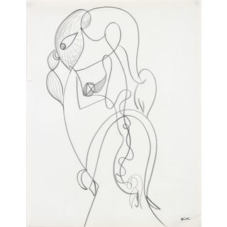 Late 20th Century Abstracted Portrait in Graphite For Sale