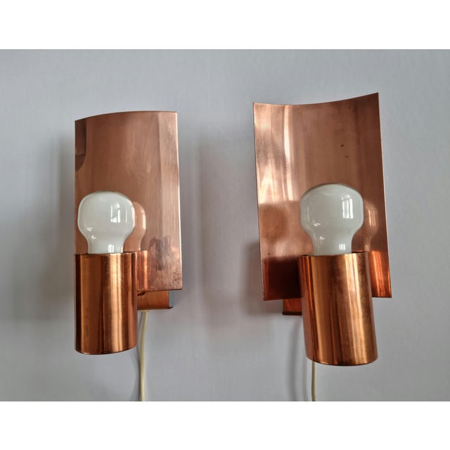 Copper Mid-Century Copper Wall Lamps, Denmark, 1968, Set of 2 For Sale - Image 8 of 18