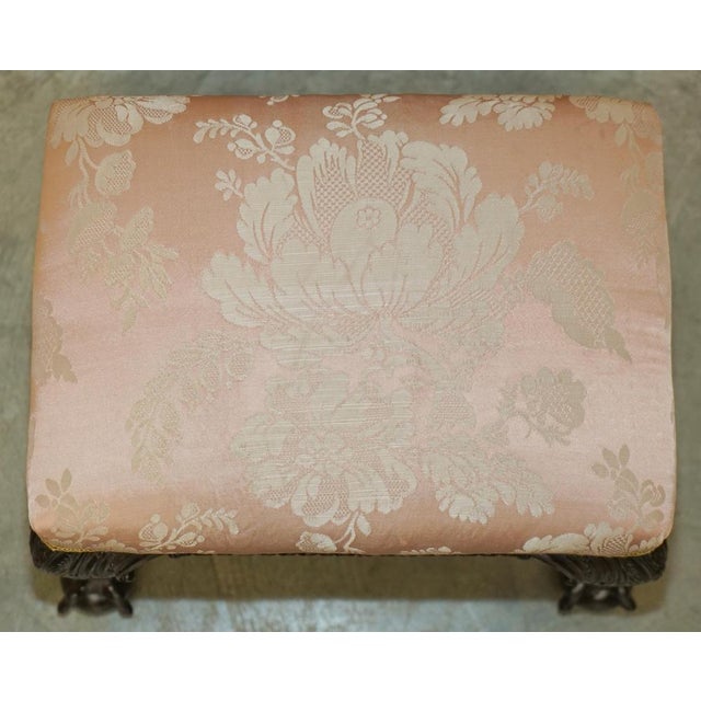 Set of Victorian Claw & Ball Hardwood Framed Small Footstools For Sale - Image 13 of 18