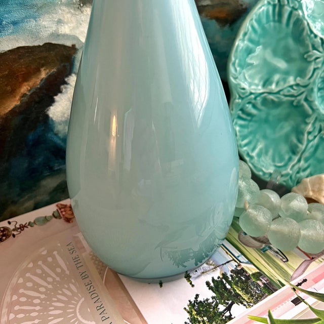 French Provincial Vintage French Blue Opaque Glass Bottle For Sale - Image 3 of 5