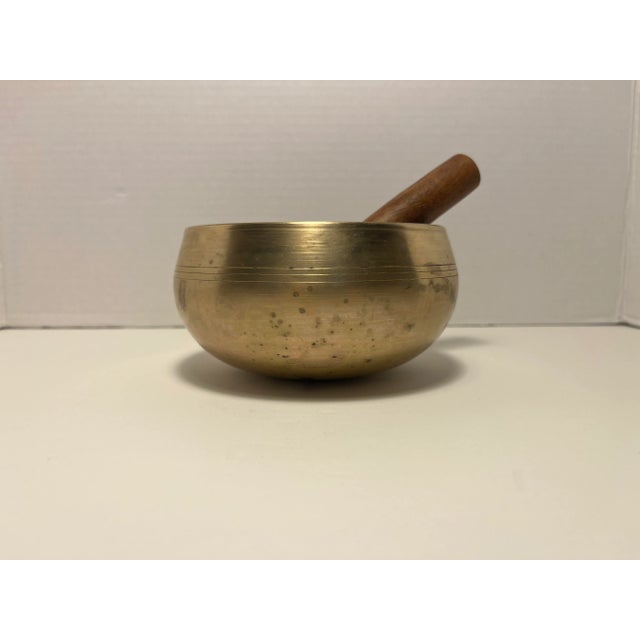 Vintage Bronze Buddha Meditation Singing Bowl Mindfulness Tibet Nepal Dimensions: 5" diameter, 3"H Weight: 1.22 lbs Good...
