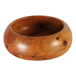 Large Swedish Bowl in Pine by Stig Johnsson, 1970s For Sale