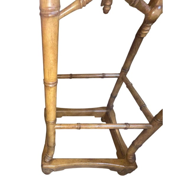Brown Pair of Early 20th Century Chinese Hand Carved Wood Pedestals Faux Bamboo Style For Sale - Image 8 of 8