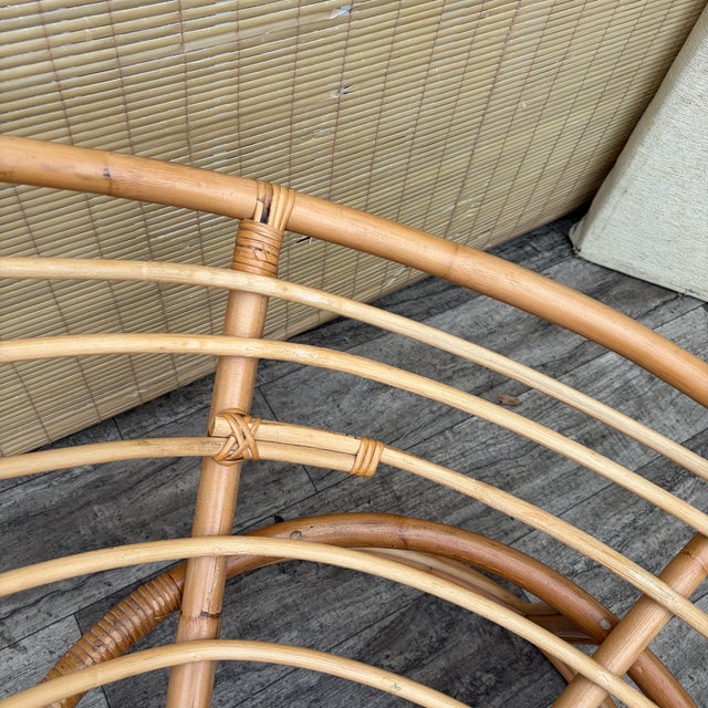 Beige Vintage Coastal Style Bowl-Shaped Papasan Rattan Lounge Chair. Circa 1980s For Sale - Image 8 of 17