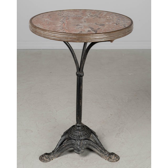 19th Century French Cast Iron Marble Top Bistro Table For Sale - Image 4 of 11