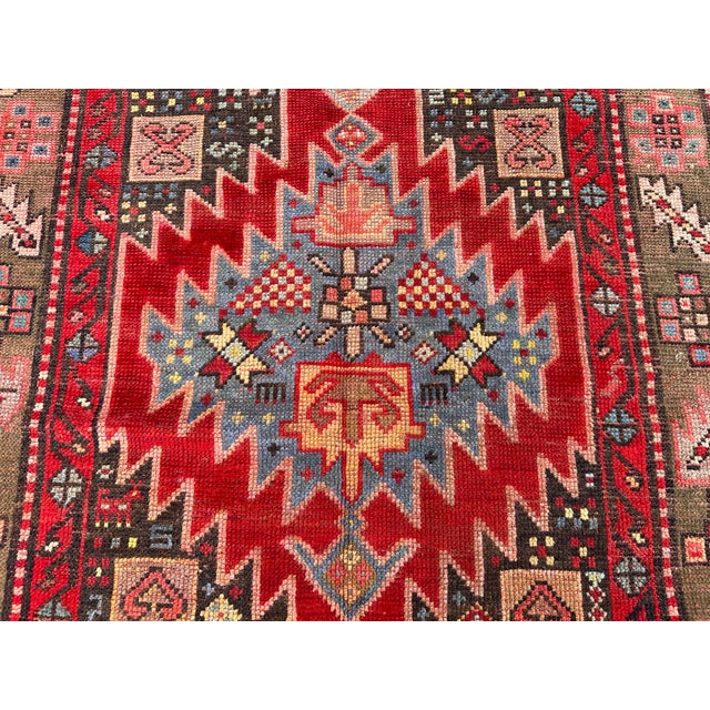 Textile Antique Caucasian Karabagh Hand-Knotted Wool Runner - 10'3" X 3'10" For Sale - Image 7 of 15