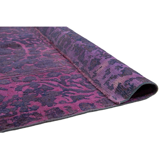 Persian Allover Designed Antique Room Size Wool Rug Persian Overdyed in Purple For Sale - Image 3 of 10