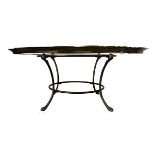 Vintage Hollywood Regency Style Scalloped Brass Frame With Glass Top Coffee Table For Sale