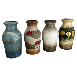 Vintage Fat Lava Pottery Vases from Scheurich, Germany, 1970s, Set of 4