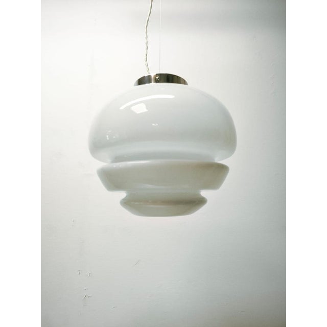 Milky White Murano Suspension, 1970s For Sale - Image 10 of 11