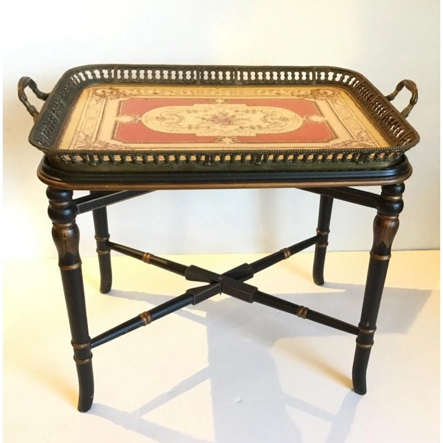 Metal Vintage Traditional Porcelain and Bronze Tea Table For Sale - Image 7 of 7