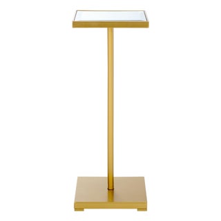 Paku Square Side Table in Gold / Mirror For Sale