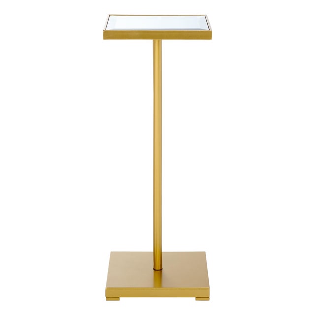Paku Square Side Table in Gold / Mirror For Sale