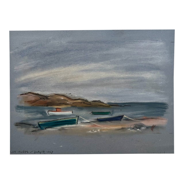 Title: Henry Emil Salloch Original Pastel on Paper Les Islets, 1957. For Sale