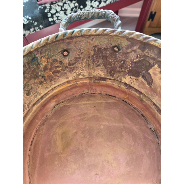 Victorian Antique 19thC Repoussé Copper Brass Planter Jardinière - Dovetail Cramp Seam 9-10" For Sale - Image 3 of 8