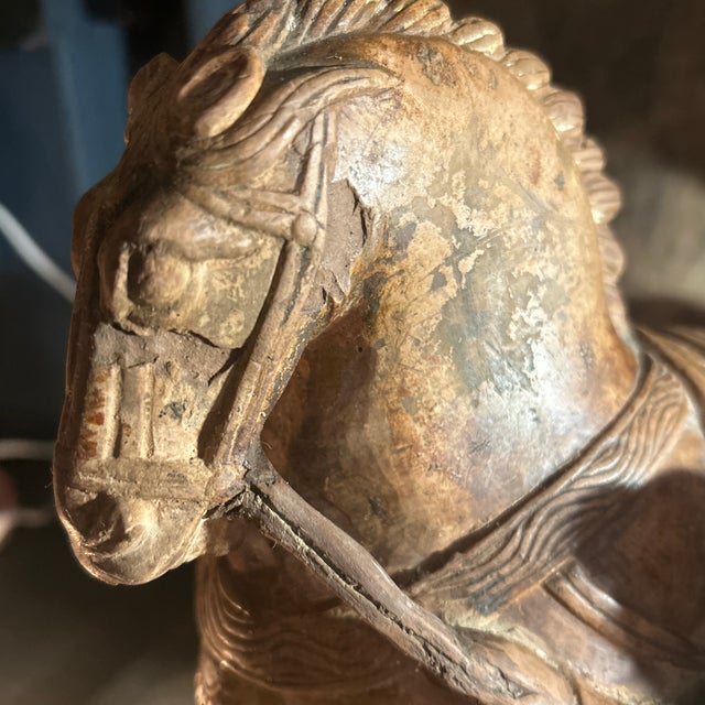 Chinese Vintage Mid-Century Chinese Hand-Carved Limestone Chariot Procession Sculpture - 2 Pieces For Sale - Image 3 of 12