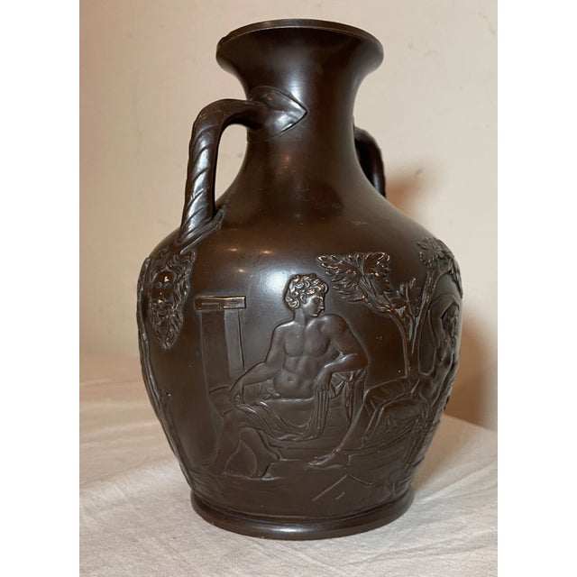 Bing & Grondahl Antique 1800 Bing & Grondahl Bronze Patinated Figural Terracotta Pottery Vase 49 For Sale - Image 4 of 18