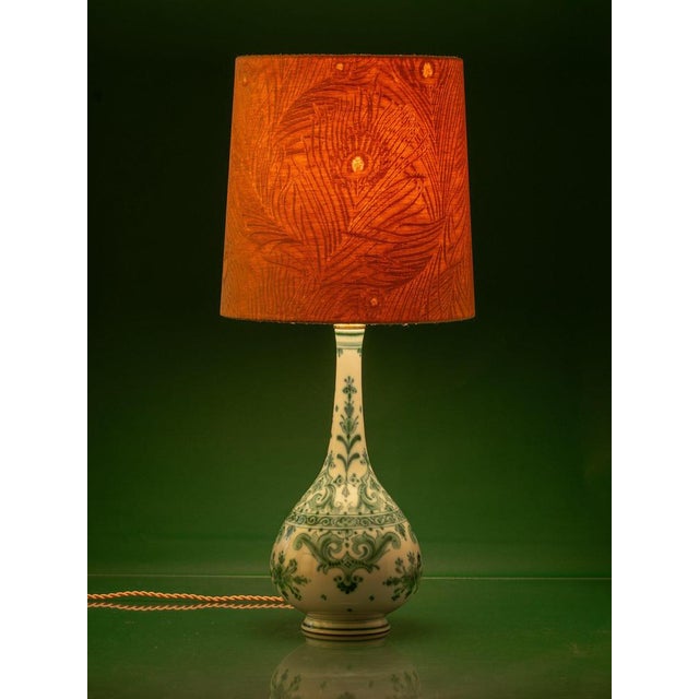 Royal Delft Green Delvert Ceramic Table Lamp with New Liberty London Shade from De Porceleyne Fles, 1970s For Sale - Image 6 of 10