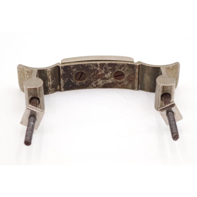 Pair of Vintage 4 In. Brushed Nickel Brass Drawer Pulls For Sale - Image 6 of 6