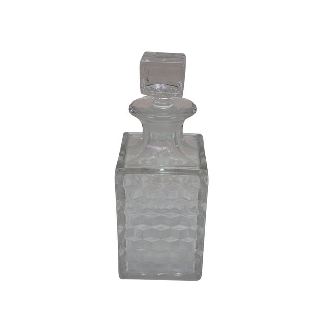Vintage Fostoria Glass Company American pattern square liquor decanter, produced between approximately 1934 and 1965. The...