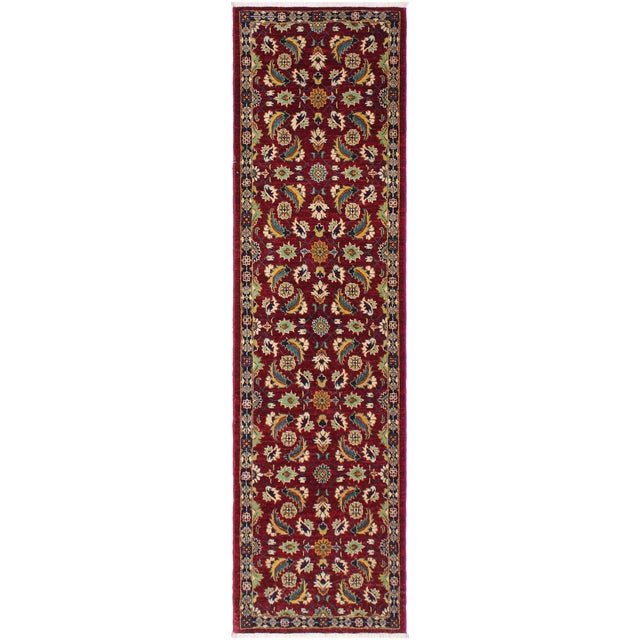 Shabby Chic Ziegler Red/Blue Wool Runner Rug- 2'7'' X 9'7'' For Sale - Image 10 of 10