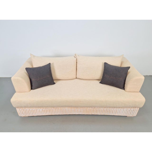 Modern Outdoor Wicker Linen Sofa by DFN SRL for Dolcefarniente Leda, Italy For Sale - Image 5 of 16