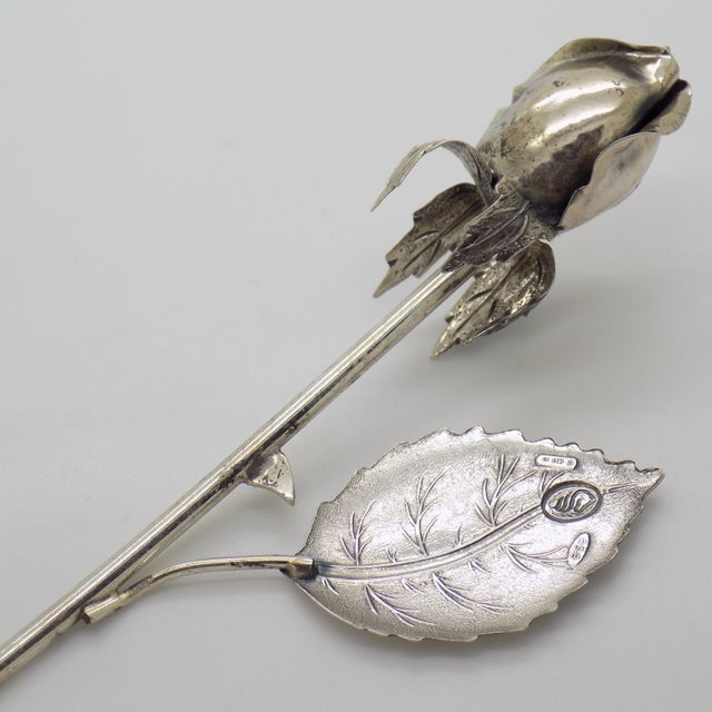 Vintage Italian Handmade Genuine Sterling Silver Long Stem Rosebud Figurine, 1980s For Sale - Image 11 of 16