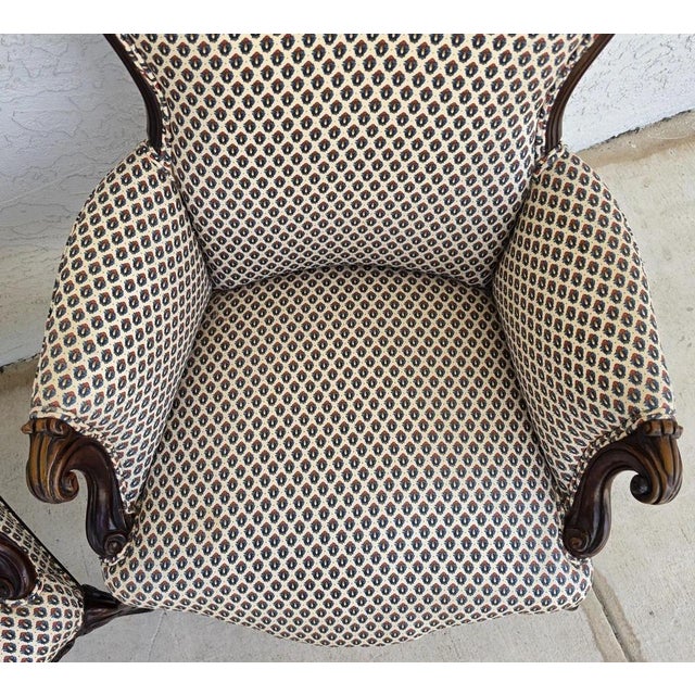 Pair of Antique French Provincial Louis XV Walnut Bergere Armchairs For Sale - Image 10 of 18