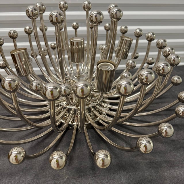 Contemporary Early 21st Century Jonathan Adler Large Anemone Polished Nickel Flush Mount For Sale - Image 3 of 11