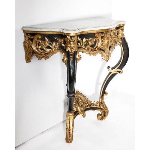 19th Century Napoleon III Ebonized & Giltwood Console Table For Sale - Image 3 of 8