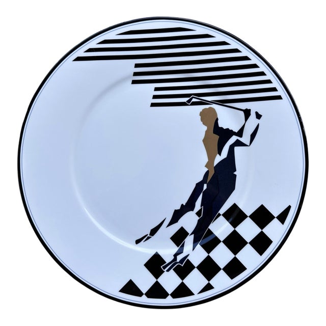 Vintage Mikasa Maxima Golf Pattern 12" Service Plate / Charger - Cak 39 Modernist Design For Sale