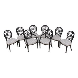 Set of 8 Spiral Web Back Dining Chairs For Sale