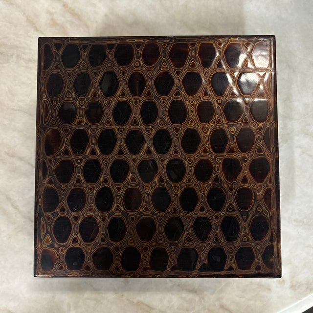 Contemporary Honeycomb Lacquer Box, 9x9x2.5" For Sale - Image 3 of 12