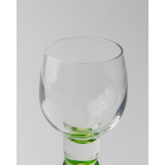 Glass Vintage Limoncello Glasses with Lime Green Stems from Bormioli, Italy, 1980s, Set of 11 For Sale - Image 7 of 11