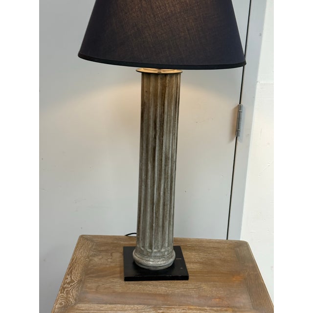 Restoration Hardware 19th Century Zinc Column Table Lamp For Sale - Image 10 of 12
