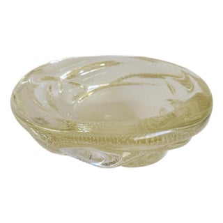 Large 1960s Murano Archimede Seguso Gold Fleck Bullicante Bowl, Attributed For Sale